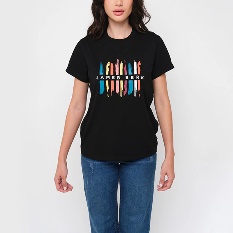 get a stylish woman black t shirt from hongfeng with high-quality cotton fabric.